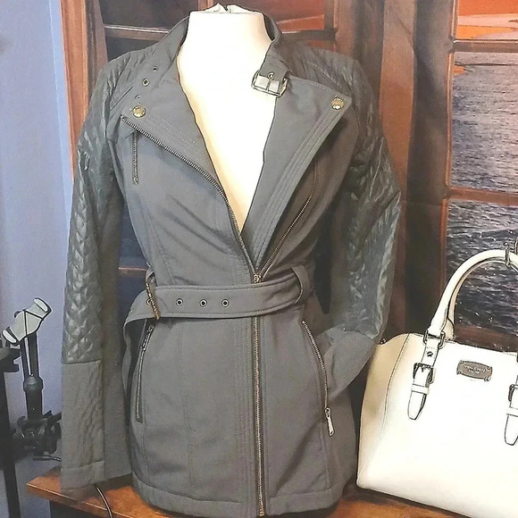 Michael kors XSPersonality Belted buckle quilted jacket SlimmingLightweight Grey - Picture 1 of 13